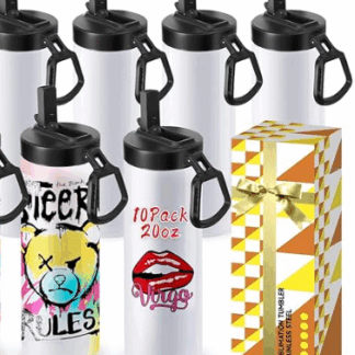 Water bottle - 20oz Stainless Steel Flask with Straw Lid & Handle